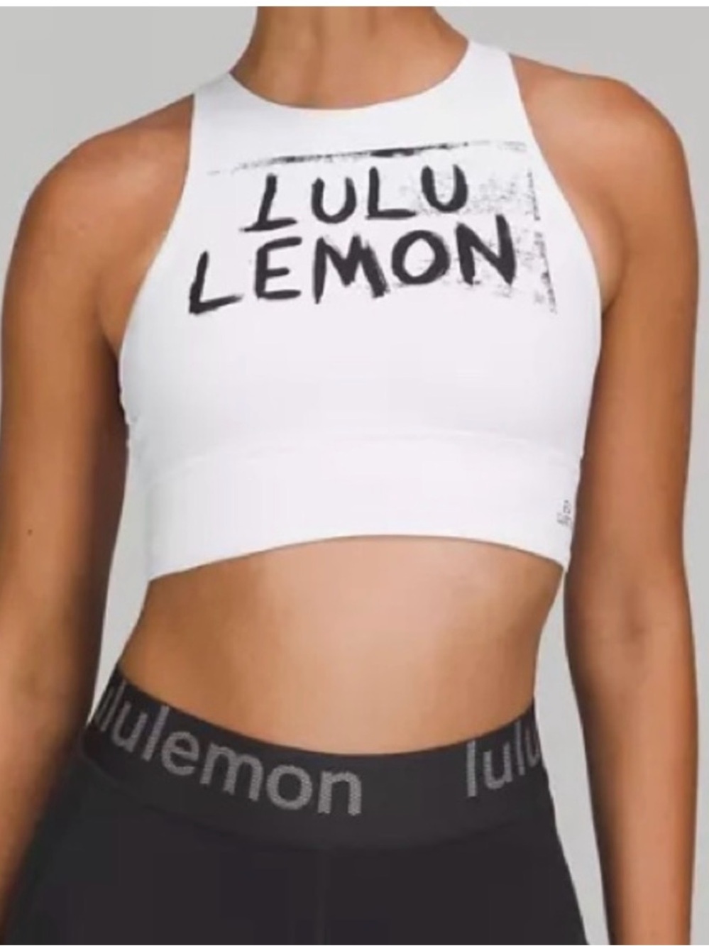 Lululemon Energy High-Neck Long-Line Bra *Ed Curtis White Graphic NWT Size 8